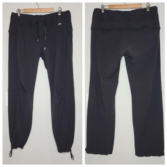 Lorna Jane adjustable hem black track pants. Women's size Large. Nylon elastane - Picture 1 of 16